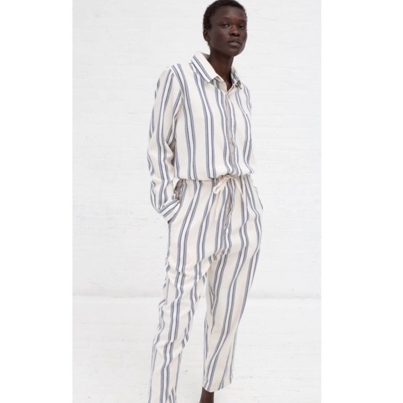Marrakeshi Life Mikael Striped Utility Boilersuit Jumpsuit S 4/6 Blush C… - Picture 3 of 9